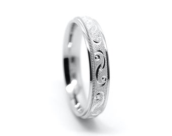 4mm 925 Sterling Silver Mens Wedding Band Women, Personalized Engraving Promise Engagement Ring Men, Customized Silver Ring