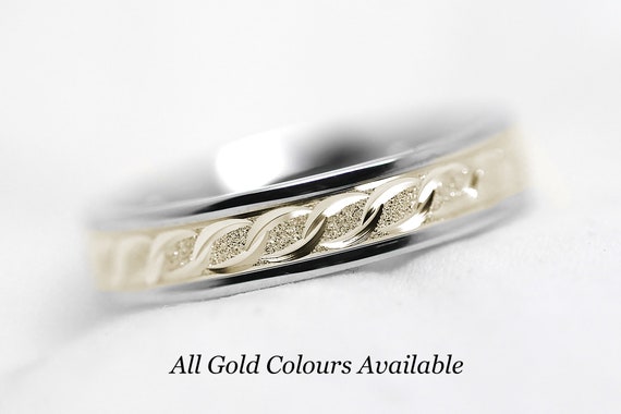 4mm Solid 10k Gold Infinity Wedding Ring Women Men Sparkly Etsy