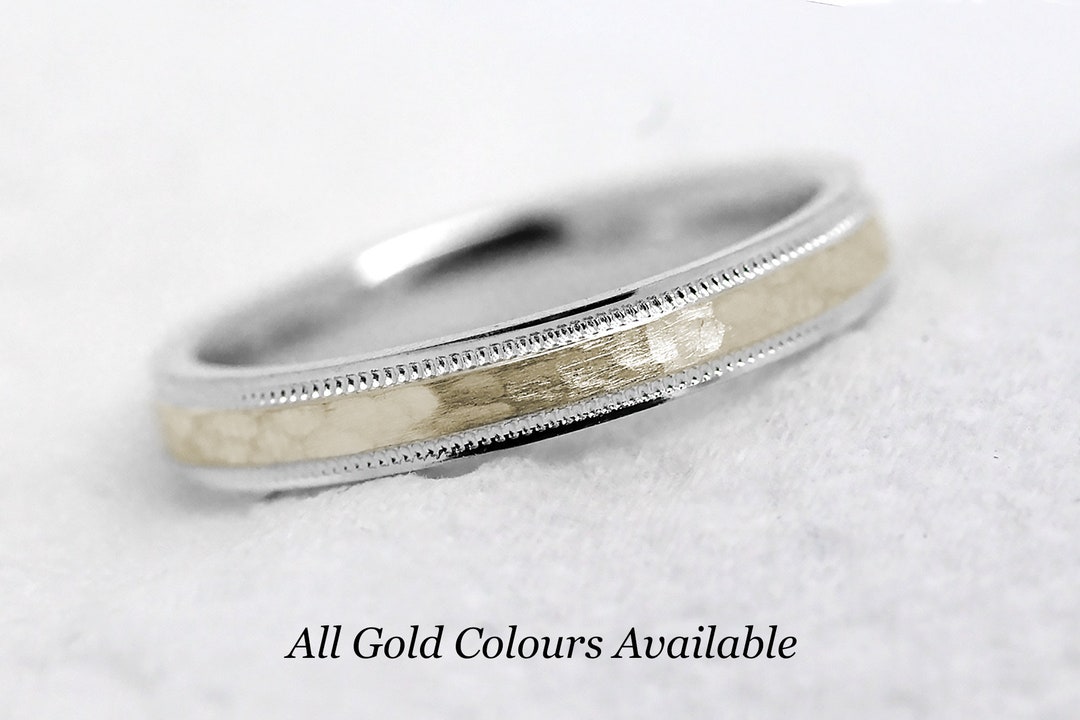 Men's 10mm Hammered Wedding Band In Solid 10k Yellow Gold - Size 9.75, Polished Finish - View #7