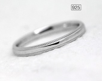 Fede nuziale in argento da 2 mm per donna • Anello semplice e modesto in argento sterling 925, anello classico con promessa impilabile in argento