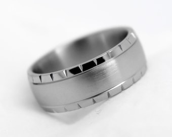 Titanium 8 mm Classic wedding ring, for Men Wedding band, Matte Satin and Polish Finish, Titanium Custom ring in Gold Platinum Silver Ring
