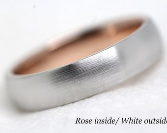 5mm Classic 10K Gold Wedding Ring for Men & Women, Two tone Gold Wedding Band or One Tone Gold Wedding Band, Matching Engraved Rings