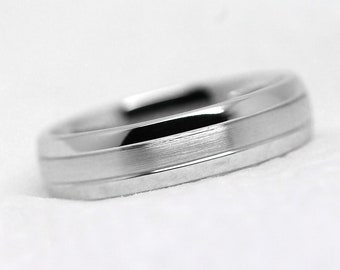 5mm Solid 925 Sterling Silver Wedding Band for Men & Women, Brushed Polished Wedding Ring, Matching Wedding Bands, Engraved Silver Rings