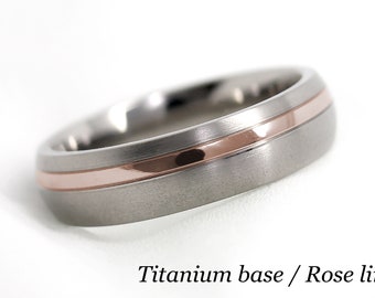 6mm Titanium/Gold Wedding Ring for Men and Women, Classic Matte, Hypoallergenic Ring, Personalized ring Free Engraving
