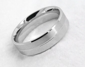 6mm 925 Sterling Silver Wedding Ring for Men in Half Polished and Half Brushed Finish