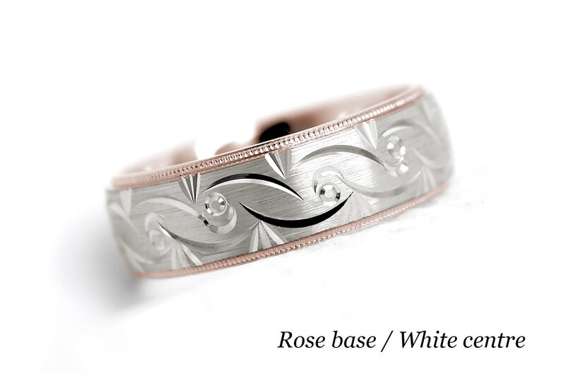 7mm 10k 14k 18k Gold Filigree Wedding Ring for Men /& Women