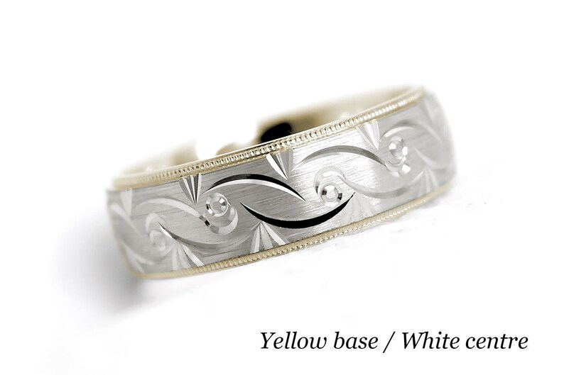 7mm 10k 14k 18k Gold Filigree Wedding Ring for Men /& Women