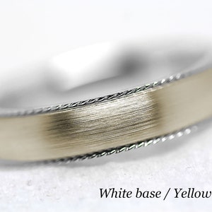 5mm Solid Gold Wedding Band for Men & Women with twisted edge, Two tone Gold  Matching Wedding Ring, Engagement Ring Anniversary Gift