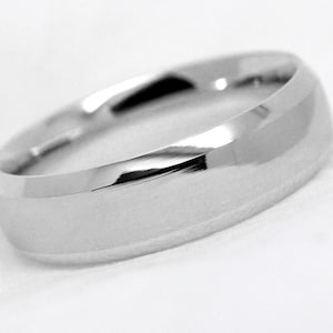 6mm 925 Sterling Silver Polished Beveled Wedding Ring for Men & Women
