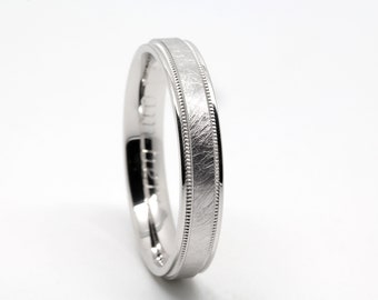 4mm 925 Sterling Silver Wedding Ring for Men and Women, Classic Brushed ring with Personalized Engraving, Ice Skate Ring 6786