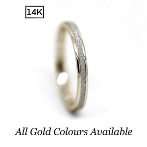 14K Gold Wedding Band 2mm Women Wedding Ring Stackable Ring Sparkly Wedding Ring Solid Gold Wedding Band Promise Ring Dainty Gold Ring