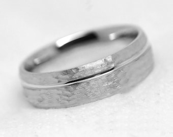 Anello in argento 925 martellato da 6 mm per uomo e donna, anello di fidanzamento in argento sterling, inciso abbinato personalizzato