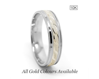 10K Infinity Gold Wedding Band for Men & Women, 5MM Solid 10K Gold Wedding Ring, Comfort Fit Two Tone Gold Ring Classic Ring