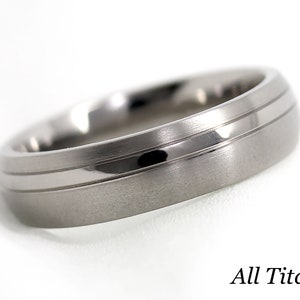6mm • Titanium Mens Wedding Band Women, Classic Matte Hypoallergenic Ring, Personalized ring Free Engraving