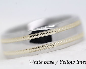 6mm 10K Gold 10k Wedding Band for Men and Women with Twisted Rope, Classic Two Tone Gold Men's Engagement Promise Ring Anniversary Gift