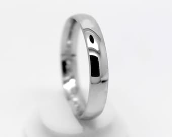 Fede nuziale classica da 4 mm per uomo e donna in argento Sterling 925, fede nuziale a cupola bassa e lucida con incisione, TF0022