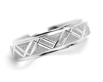 6mm 925 Silver Wedding Ring with Diagonal Lines design for Men & Women