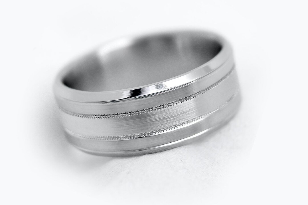 Men's 7-Stone Diamond Wedding Band In 925 Sterling Silver - Size 9, Handcrafted In USA - View #7