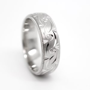 7mm 925 Silver Mens Wedding Band and Women Handcrafted Filigree Antique Mens Promise Engagement Ring