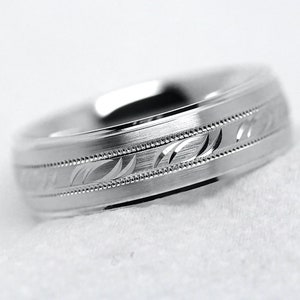 5mm 925 Sterling Silver Wedding Band Men Women • Personalized Filigree Engraving Engagement Promise Ring Anniversary Gift