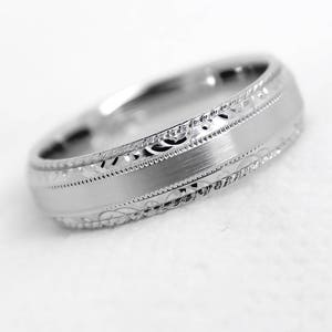 5mm Solid 925 Silver Wedding Ring for Men & Women, Filigree Edge Wedding Band, Engraved wedding Rings, Matching rings with Custom Design