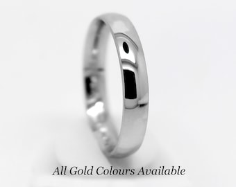 4mm 10K Gold Mens Wedding Band Women • Plain Polished Simple Wedding Ring • Classic Anniversary Ring gift 14k 18k
