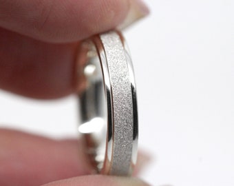 4mm 925 Sterling Silver Ring for Women and Men • Personalized Engraving Diamond Dust Celestial Wedding Band, Silver Promise Anniversary Ring