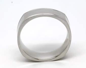 6mm 925 Silver Mens Ring, Square Sterling Wedding Band, Matching Polish Engagement Promise Ring
