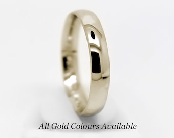 4mm 14K Gold Mens Wedding Band Women • Plain Simple Wedding Band • Classic Gold Wedding Ring
