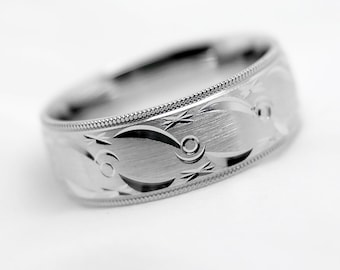 Anello di fidanzamento da uomo in argento sterling 925 da 8 mm, per donne, in filigrana, regalo di anniversario