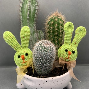 Crochet Easter Bunny stick flowerpot decoration