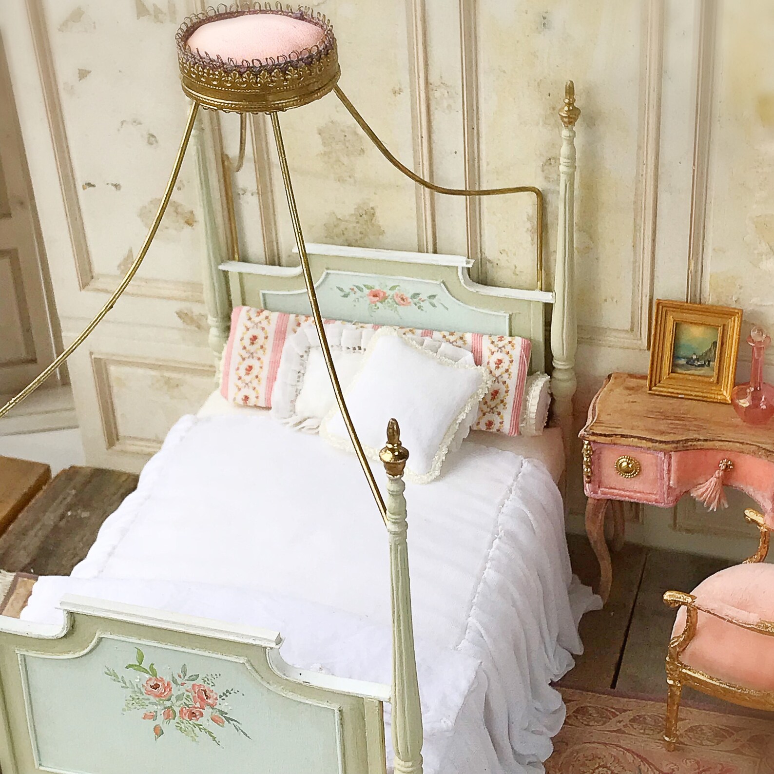 French Country Canopy Bed 112 Dollhouse Scale Etsy