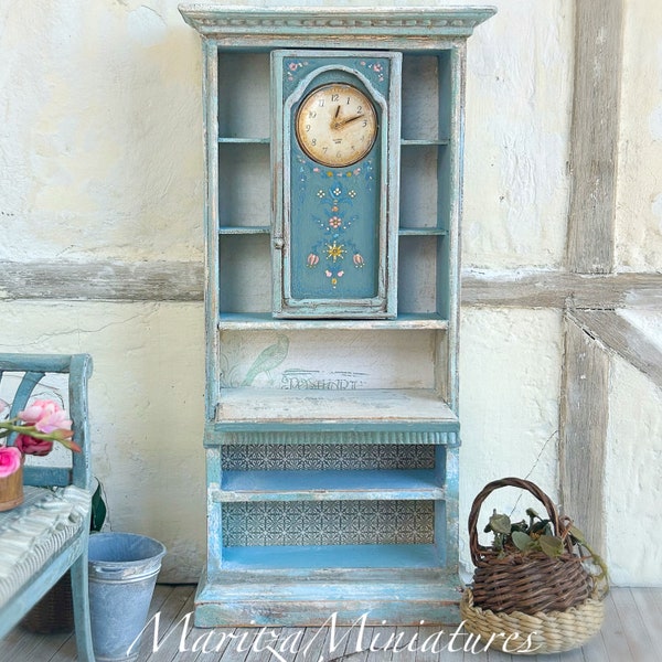 Estate Sale MaritzaMiniatures 2014 Clock Desk  ~ 1:12 Dollhouse Scale