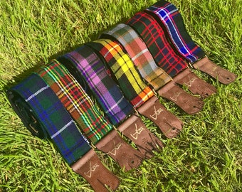 Handmade Scottish Tartan 70's Guitar Strap by VTAR with Vegan brown leather ends (7 of 15)
