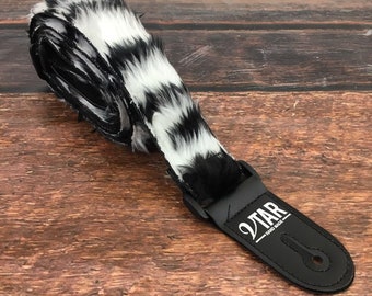 Vtar Vegan Soft Faux Fur Design Adjustable Acoustic Electric Guitar Strap (Zebra Faux Fur)