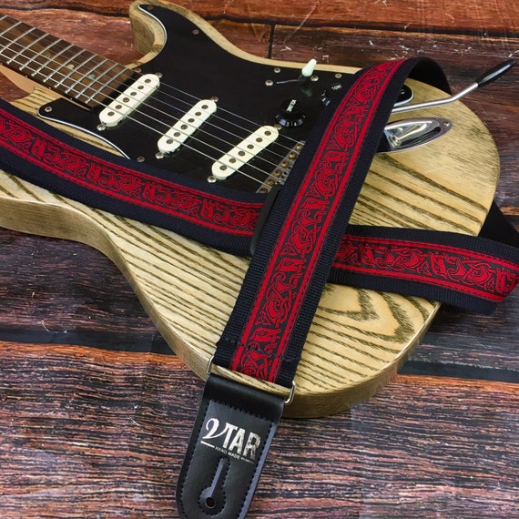 Custom Leather Guitar Straps  Unique & Cool Guitar Straps – Red