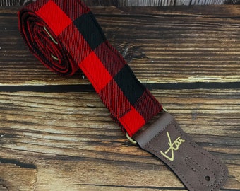 Handmade Scottish Tartan 70's VTAR Vegan Guitar Strap - Rob Roy