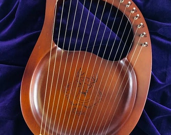 16 string Mahogany Lyre Harp with tuning hammer