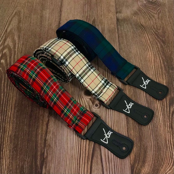 Vtar Vegan Tartan Plaid Design Acoustic Electric Guitar Strap With
