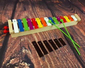 Colourful Wooden 2 Octave Soprano Glockenspiel 3 Extra #s / removable keys by Prokussion