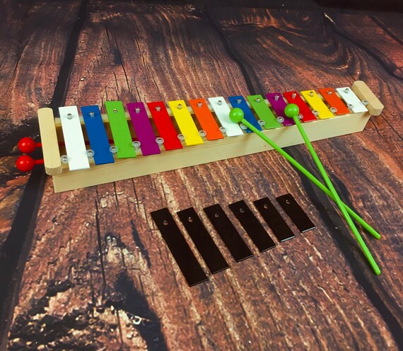 Glockenspiel Xylophone 27 Note Colorful Metal Keys Full Size Percussion  Musical Instrument