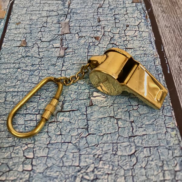 The Ventiano Brass Keychain Referee Whistle with Brass Carabiner Clip