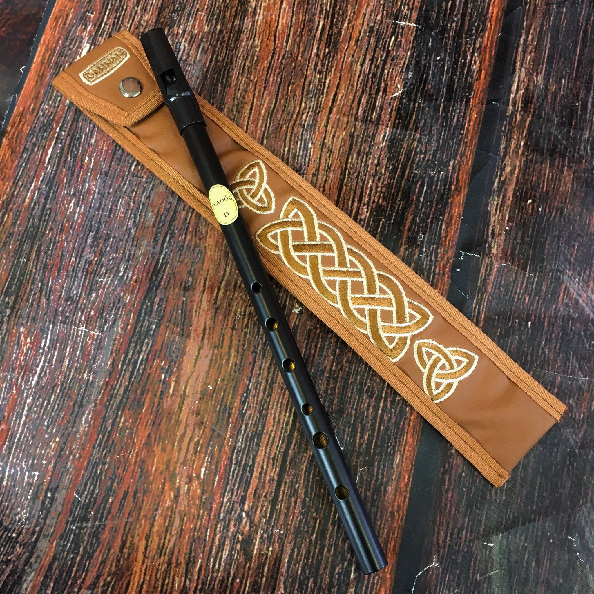 Black Tin Whistle in Key of D by Feadog With Handmade Irish