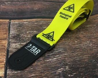 Correa de guitarra eléctrica acústica Vtar Vegan Bio Hazard Danger Series con longitud ajustable (Yellow Bio-Hazard)