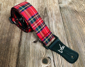 Vegan Handmade the Royal Stewart Tartan Guitar Strap by Vtar