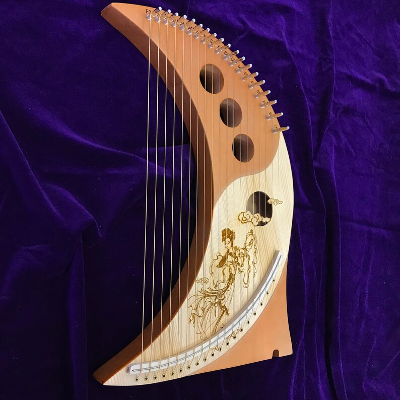 Wooden 19 String Harp Moon Lyre Harp for Adult Moon Wood Etsy Canada