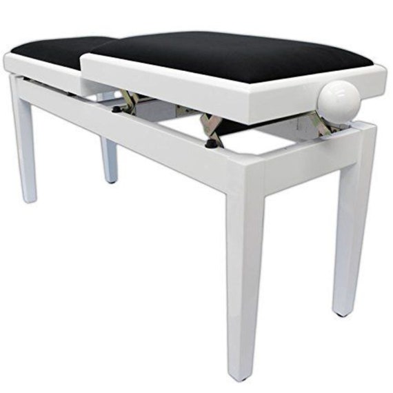 Legato Duet Adjustable Piano Stool Bench Seat Polished White Etsy
