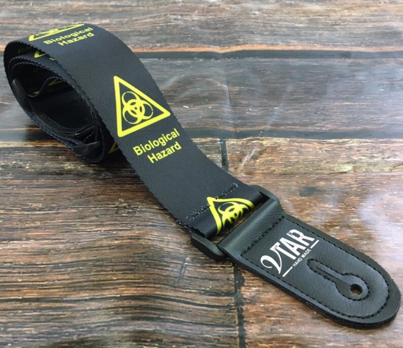 Handmade Vegan Punk Guitar Strap by VTAR Black and Yellow Etsy UK