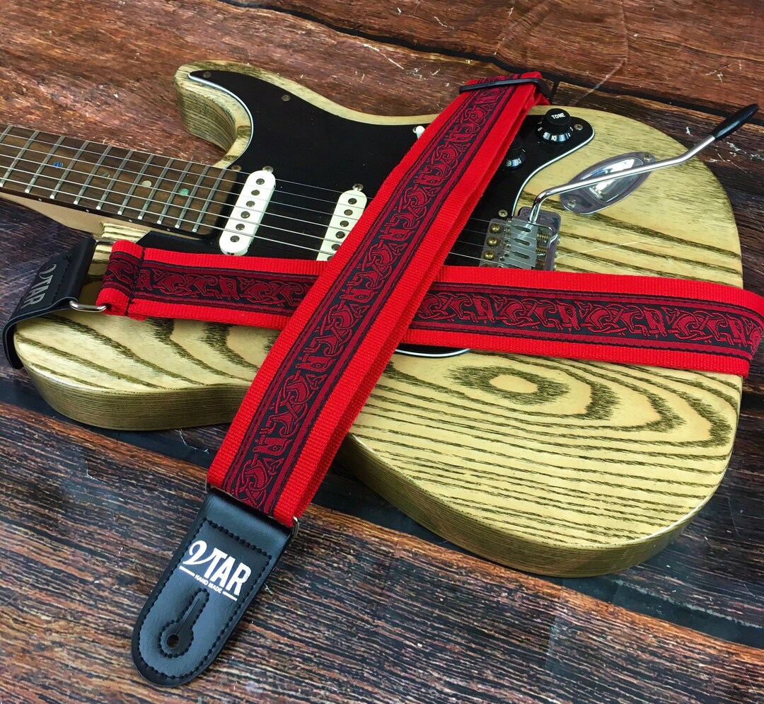 Handmade Irish Celtic Red Hemp Guitar Strap by VTAR Made With Etsy