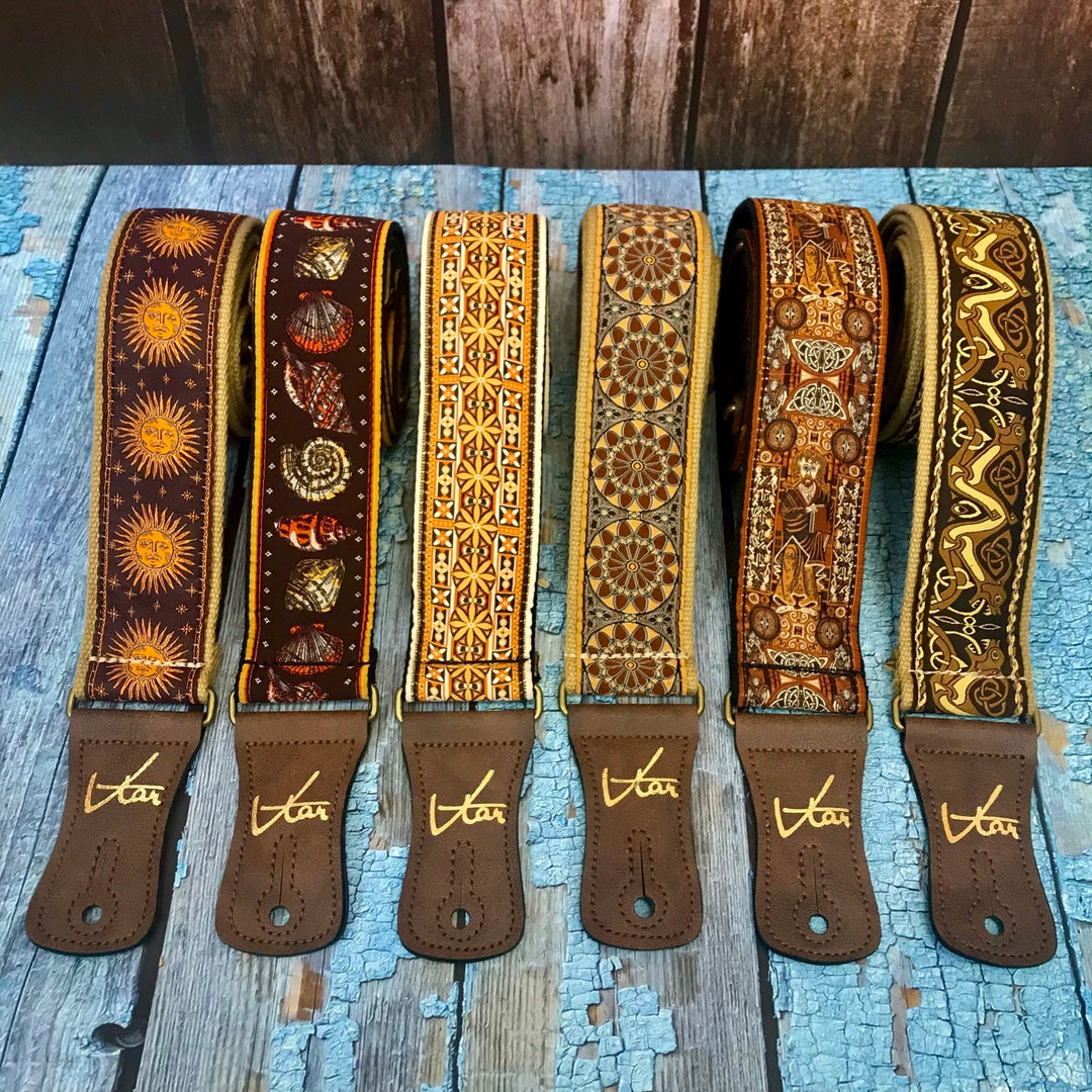Handmade Brown Cotton Hemp Guitar Strap by VTAR, Made With Brass